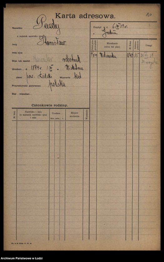 Obraz 12 z jednostki "[Spis ludności Łodzi] Pawoniak-Pelc"