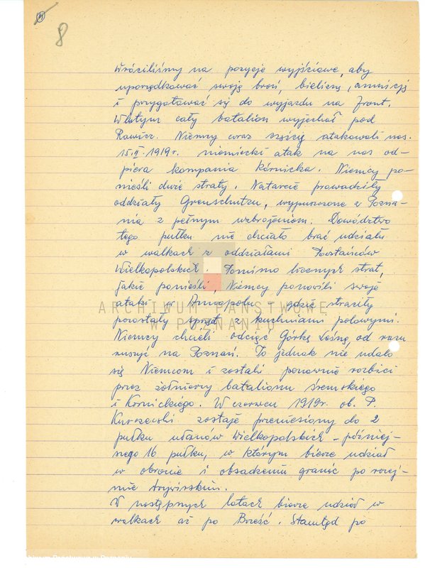 Obraz 20 z jednostki "Relacje i wspomnienia dotyczące powstania wielkopolskiego na terenie Kórnika - Bnina, powiat Śrem, województwo poznańskie."