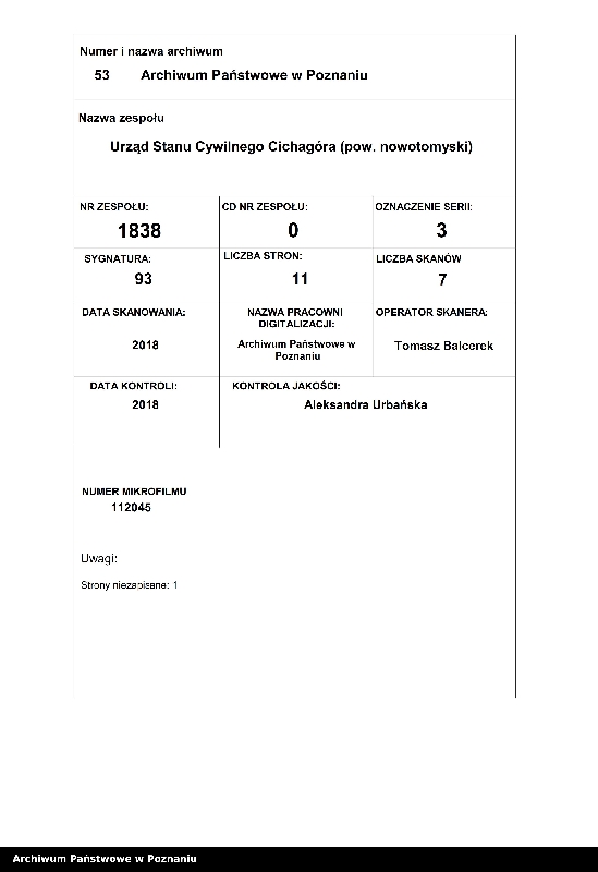 Obraz 1 z jednostki "Heiraths-Neben-Register"