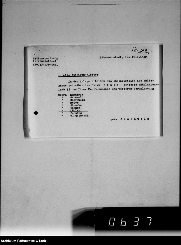 Obraz 18 z jednostki "Anordnungen und Umläufe an alle Abteilungsleiten Getto-Verwaltung"