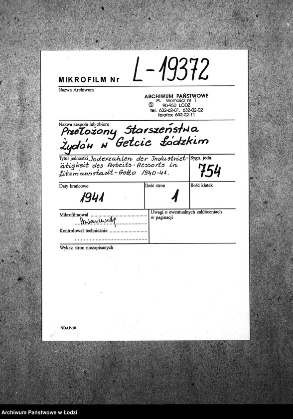 Obraz 2 z jednostki "Indexzahlen der Industrietätigkeit des Arbeits-Ressorts in Litzmannstadt-Getto"