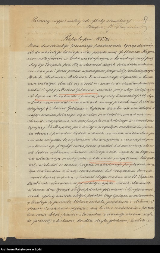 Obraz 11 z jednostki "D. Szmulowicz i M. Goldman – wyrób i sprzedaż towarów bawełnianych"