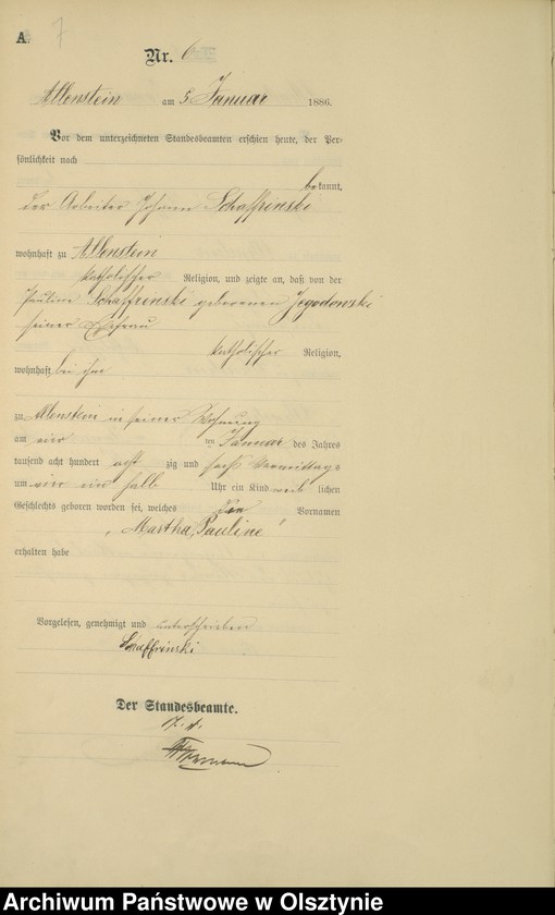 image.from.unit.number "Geburts-Haupt-Register Tom I,Nr 1 - 300"