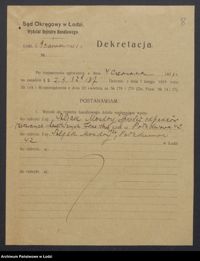 Obraz 10 z jednostki "Eljasz Mondry- sprzedaż odpadków własnych i bawełnianych"