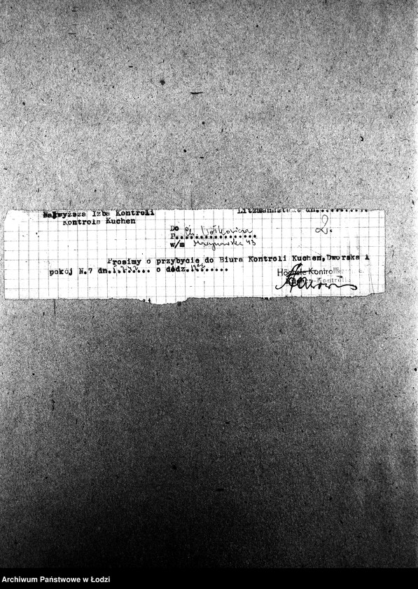 Obraz 5 z jednostki "[Wezwania osób oskarżonych o sprzedaż otrzymanych na talony produktów, by przybyły do Biura Kontroli Kuchen. Raporty kontrolerów]"