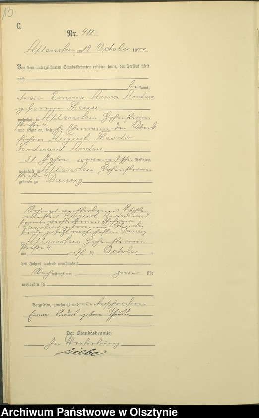 image.from.unit.number "Sterbe-Haupt-Register Tom II,Nr 400 - 522"