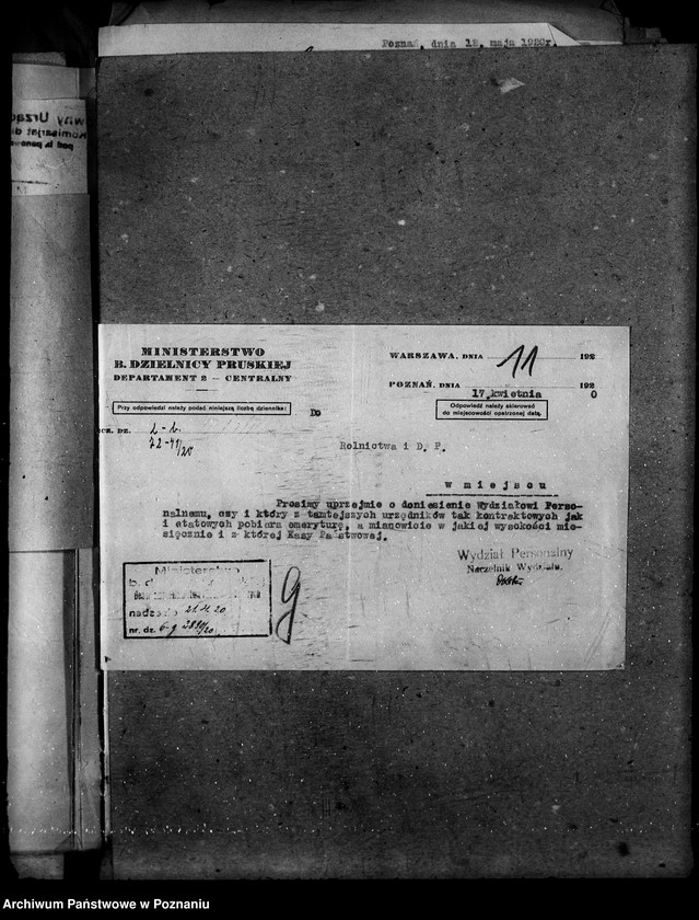 Obraz 15 z jednostki "Sprawy osobowe Departamenu Rolnictwa i Dóbr Państwowych emeryci"