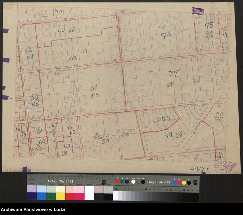 Obraz 1 z jednostki "Plan m. Łodzi 1:2000 z oznaczeniem podziału miasta na Obwody Komitetów Blokowych. Sekcja NO11"