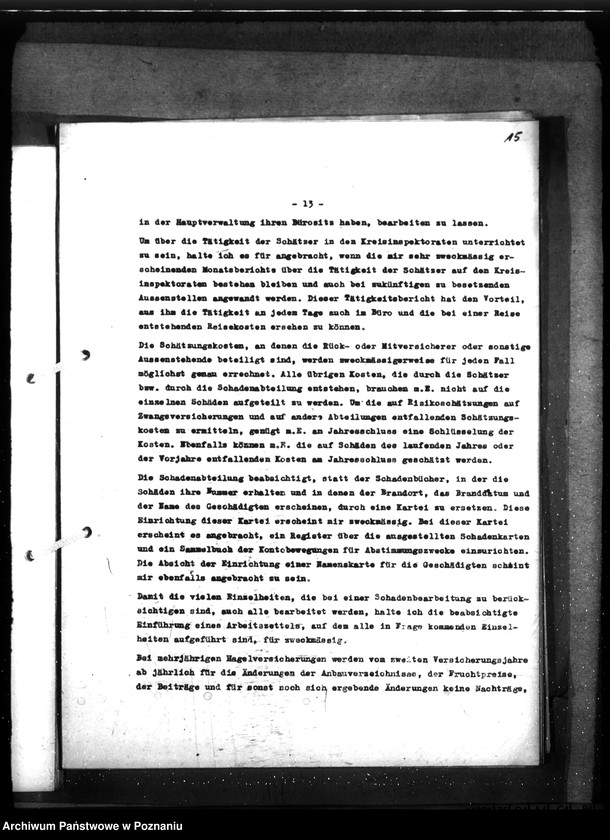 Obraz 18 z jednostki "Kontrola organizacji i działalności poznańskiej ubezpieczalni ogniowej i ubezpieczalni na życie"
