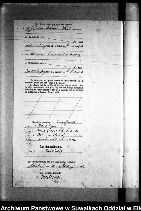 image.from.unit.number "Heiraths-Neben-Register des Preussischen Standes-Amtes Gr. Strengeln Kreis Angerburg"