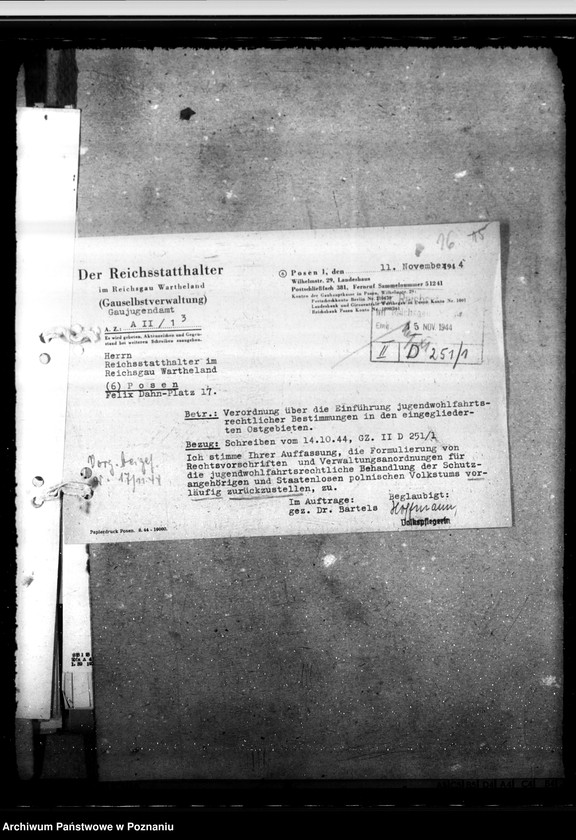 Obraz 19 z jednostki "Einführung jugendwohlfahrtrechtlicher Bestimmungen in den Ostgebieten"