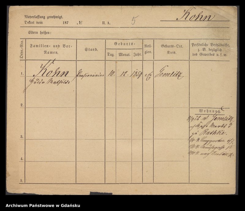 image.from.unit.number "Karty meldunkowe: Kohn - Kohnke"