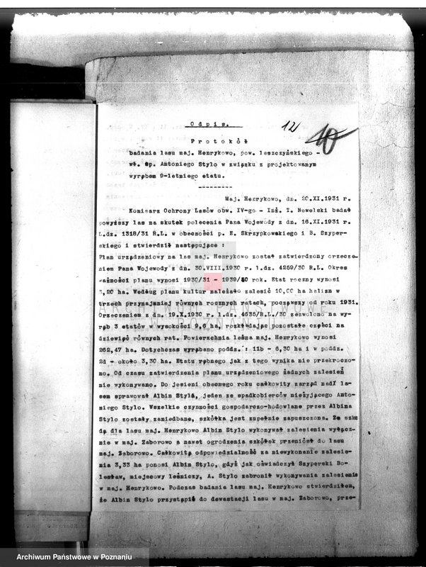 image.from.unit.number "Nadzór nad gospodarką w lasach majątku Henrykowo powiat leszczyński"