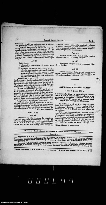 Obraz 15 z jednostki "Akta dotyczące spraw podatku dochodowego"