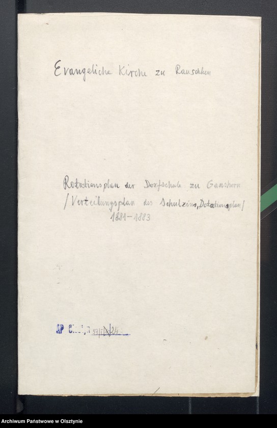 image.from.unit.number "Rotationsplan der Dorfschule zu Ganshorn /Verteilungsplan des Schulzins, Dotationsplan/"