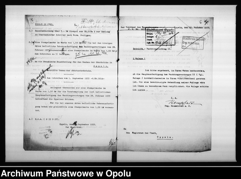 Obraz 8 z jednostki "[Budowa mostu "Stulecia" - Jahrhundertbrücke - korespondencja, rysunki techniczne]"