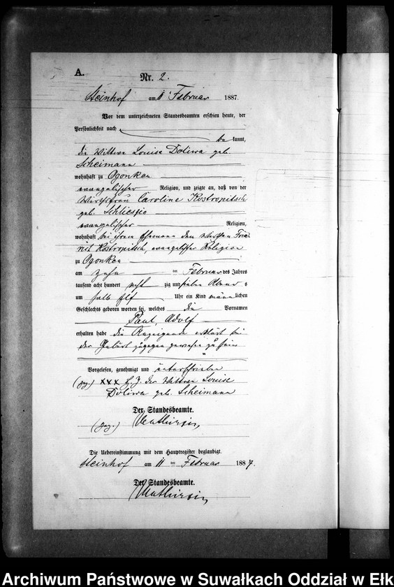 image.from.unit.number "Geburts-Neben-Register des Preussischen Standes-Amtes Gr. Strengeln Kreis Angerburg"