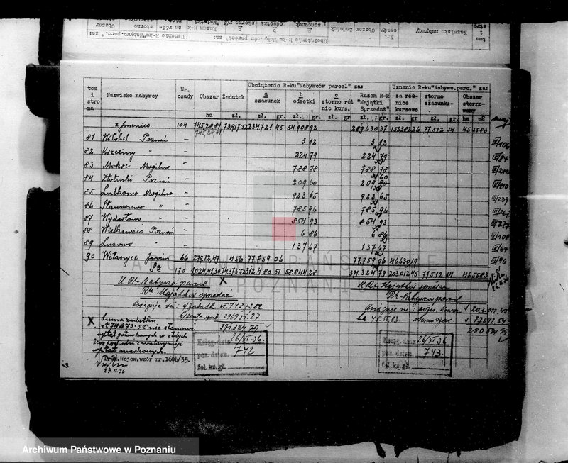 Obraz 10 z jednostki "Obciążenia rachunku nabywców parcel za szacunki /osady markowe/"