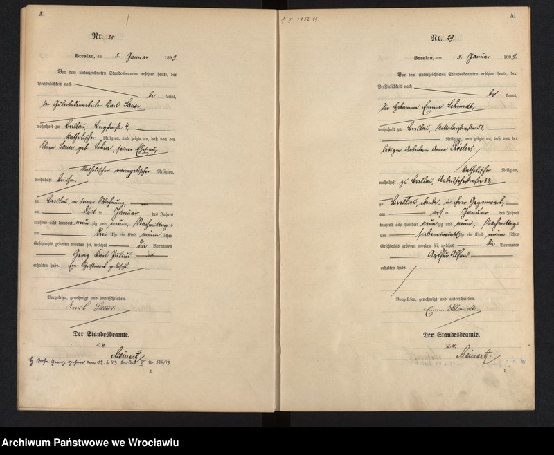 image.from.unit.number "Geburts-Haupt-Register Breslau I 1899 Band 1"