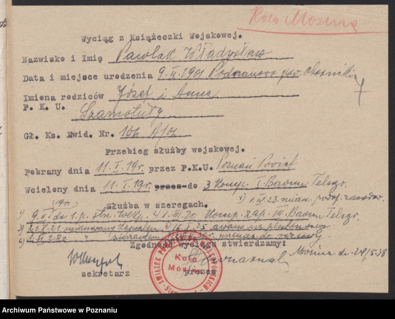 Obraz 11 z jednostki "Mosina, powiat Śrem - akta koła."