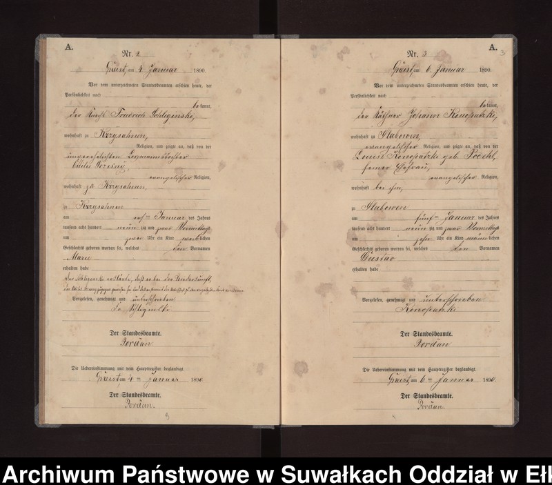 image.from.unit.number "Geburts-Neben-Register des Königlichen Preussischen Standes-Amtes Gneist Kreis Loetzen"