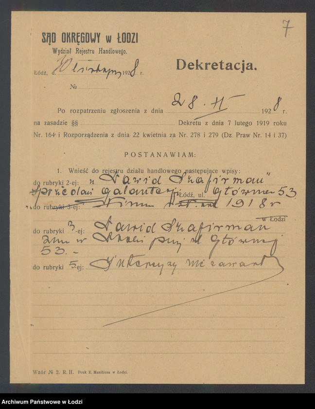 Obraz 9 z jednostki "Dawid Szafirman – sprzedaż galanterii"