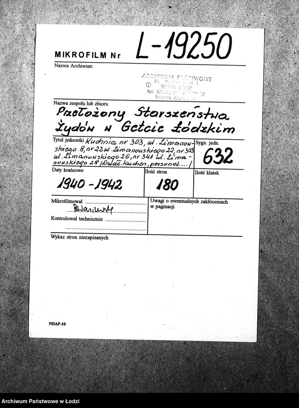 Obraz 2 z jednostki "[Kuchnia nr 303, ul. Limanowskiego 8. Kuchnia, ul. Limanowskigo 22. Kuchnia nr 305, ul. Limanowskiego 26. Kuchnia nr 341, ul. Limanowskiego 28. Działalność kuchni, personel, konsumenci, kontrole]"