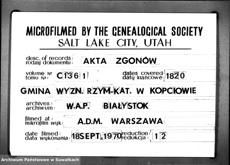 image.from.unit.number "Akta Zeszłych Gminy Kopciowskiey Powiatu Dombrowskiego w Woiewództwie Augustowskim od 1-go Stycznia 1820 roku"