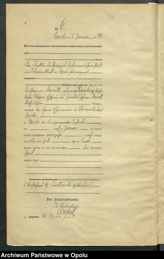 image.from.unit.number "Urząd Stanu Cywilnego Opole Księga Urodzeń Rok 1914 1-519"