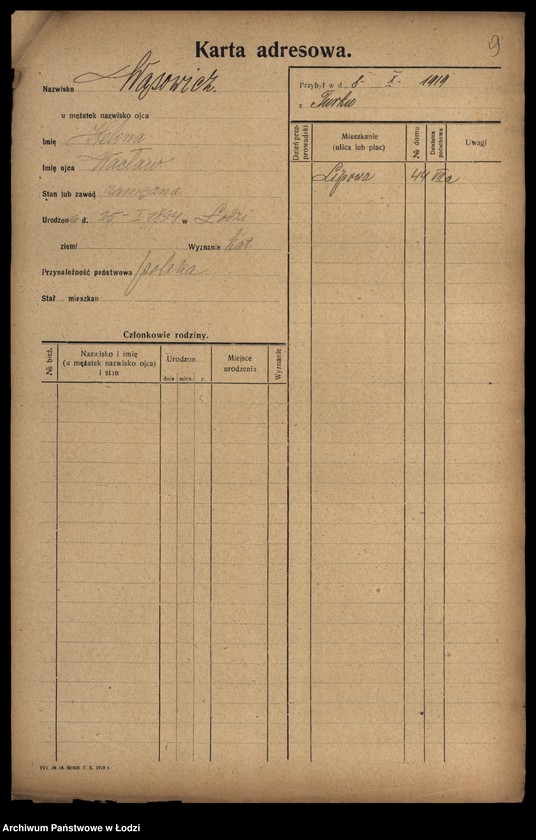 Obraz 11 z jednostki "[Spis ludności Łodzi] Wąsiakowska - Wedeman"