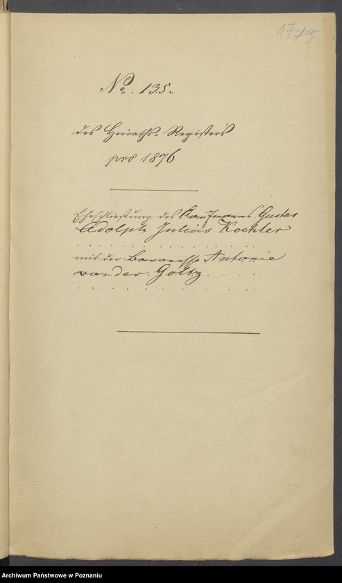 Obraz 19 z jednostki "Die von den Verlobten beigebrachten Urkunden zur Eheschliessung pro 1876"