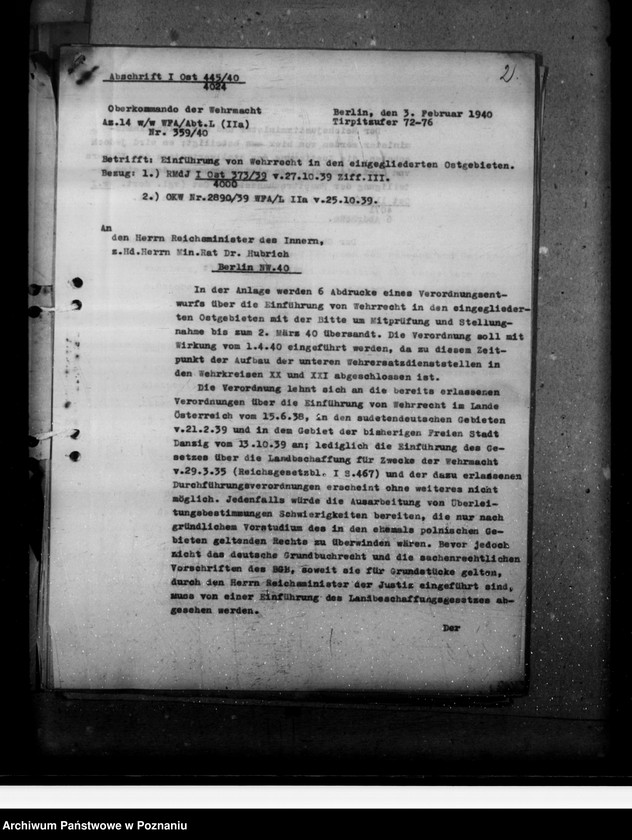 Obraz 6 z jednostki "Verordnung über die Einführung von Wehrrecht"