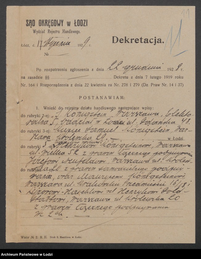 Obraz 13 z jednostki "Samuel Kőnigstein - hurtowy skład papieru"