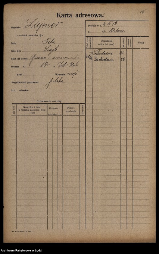 Obraz 17 z jednostki "[Spis ludności Łodzi] Lajfe-Łakomicki"