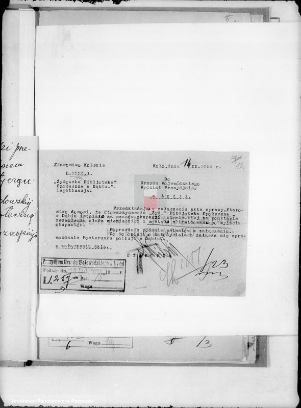 Obraz 16 z jednostki "/Żydowska Biblioteka i czytelnia Społeczna w Dąbiu powiat kolski/"