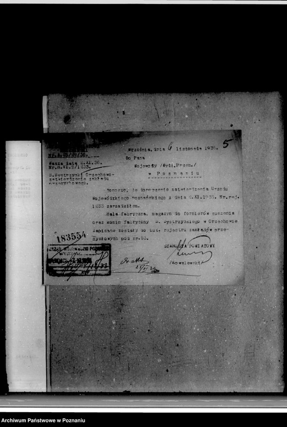 Obraz 9 z jednostki "Zatwierdzenie zakładu przemysłowego /Budowa magazynu/ fabryki drzewa/ / Bystrzyckiego w Orzechowie Zjednoczone Fabryki Przeróbki Drzewa"