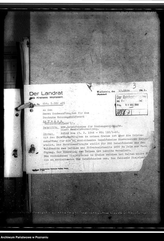 Obraz 7 z jednostki "DWH - Behelfsheime für Bombenbeschädigte im Kreise Wollstein"