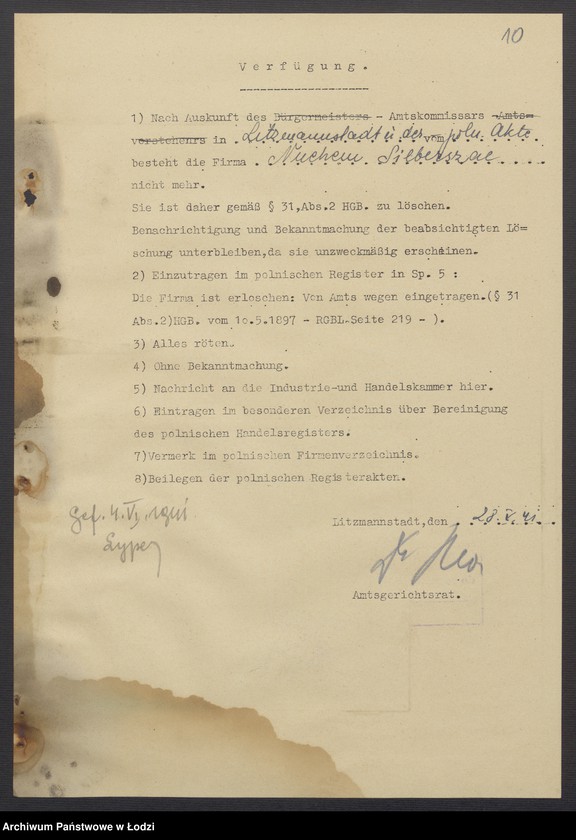 Obraz 12 z jednostki "Nuchem Silberszac- sprzedaż towarów manufakturowych"