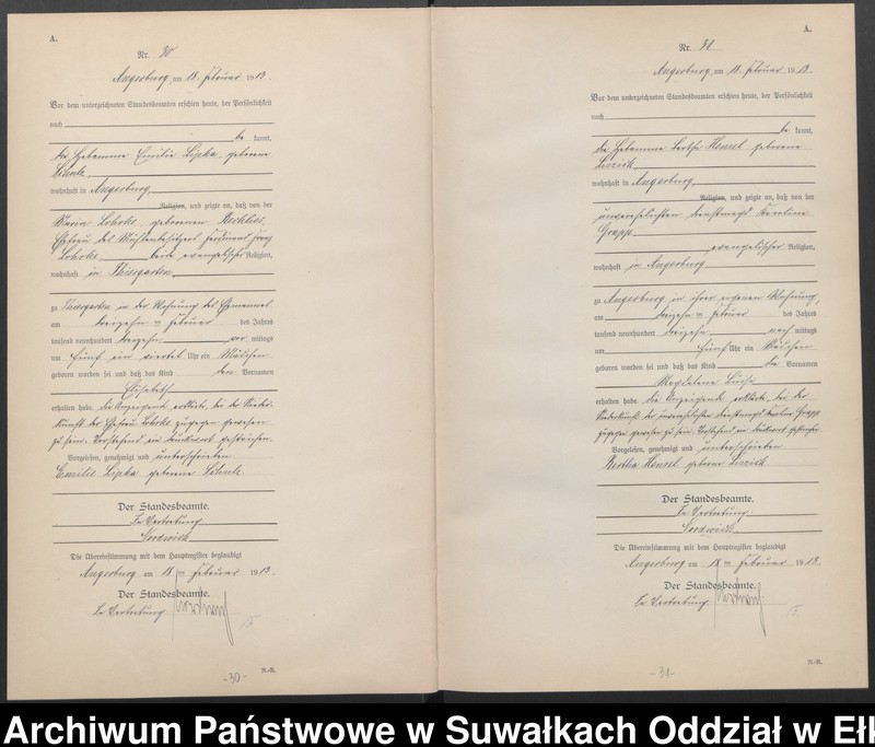 image.from.unit.number "Geburts-Register (Neben-Register) Standesamt Angerburg"