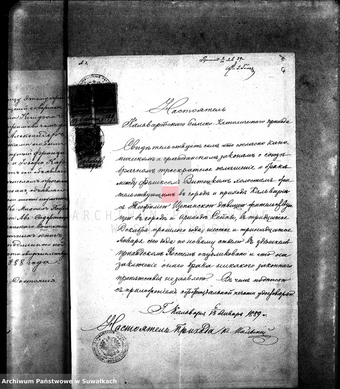 image.from.unit.number "Dokumenty brakosočetavšichsja Sejneskago Rimsko-Katoličeskago Prichoda za 1889 g."
