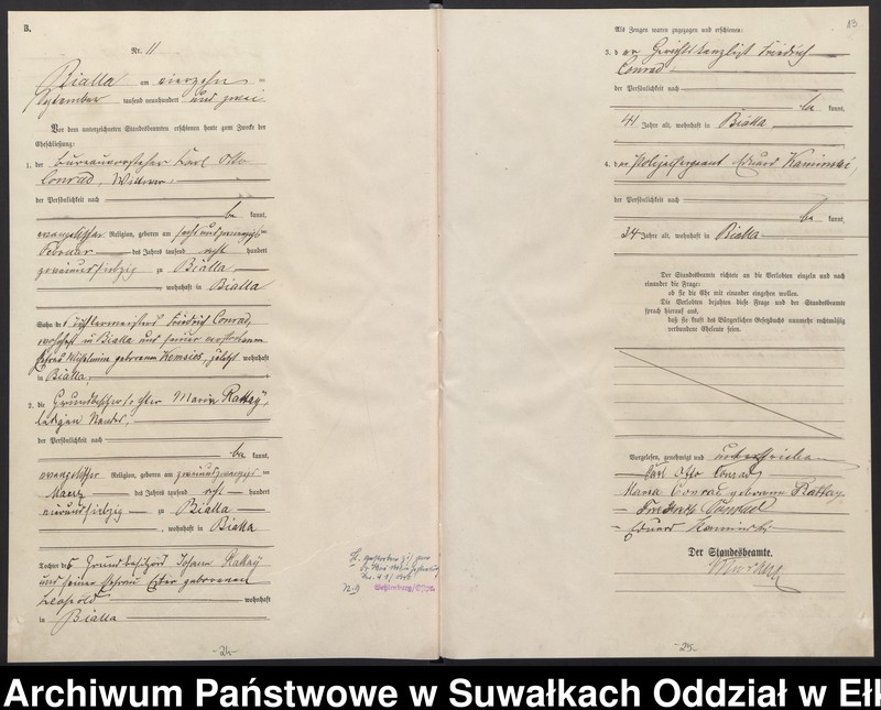 image.from.unit.number "Heiraths-Haupt-Register des Königlichen Preussischen Standes-Amtes Bialla Kreis Johannisburg"