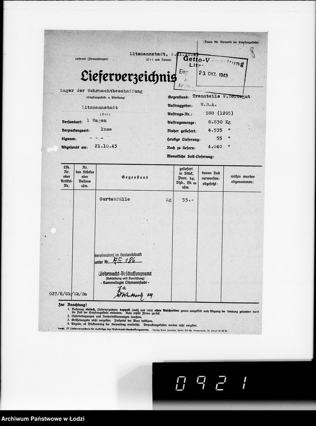 Obraz 12 z jednostki "Auftrag 588.Trennmaterial"