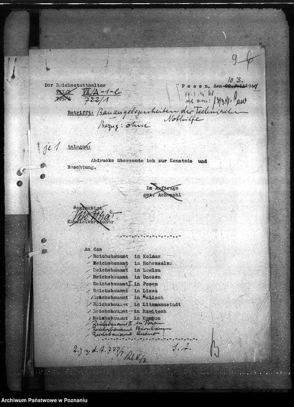 Obraz 16 z jednostki "Allgemeine Bauangelegenheiten der Polizei und Gandarmerie -, der Kriminalpolizei, Gestapo, des SD und SHD und der Technischen Nothilfe"