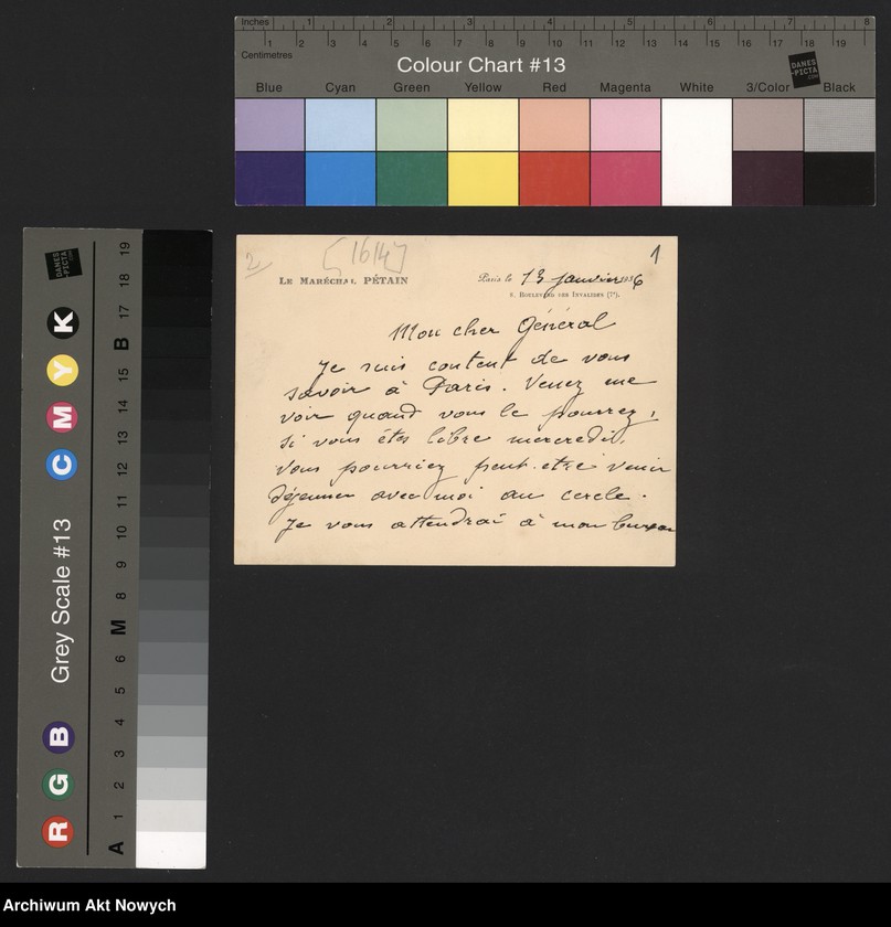 image.from.unit.number "Pétain Henri-Phillippe, marszałek Francji. Spotkania z W. Sikorskim w Paryżu. Prośba W. Sikorskiego o dokumentację francuską o obecnym stanie armii niemieckiej. Odznaczenia francuskie dla osób polecanych przez I. Paderewskiego."