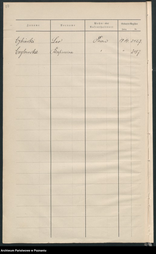 Obraz 14 z jednostki "Spis alfabetyczny urodzeń za 1914"