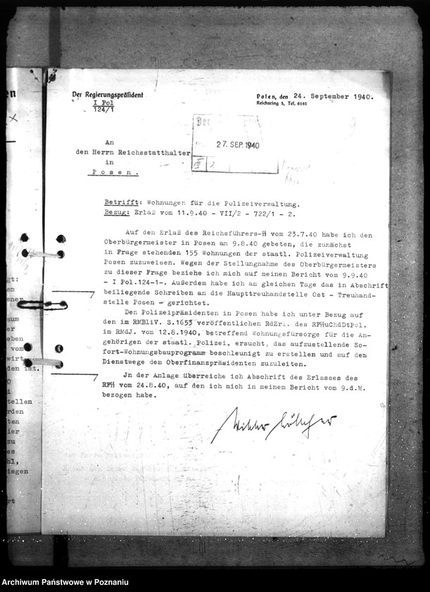 Obraz 13 z jednostki "Allgemeine Wohnungsfragen der Polizeiverwaltung Posen"