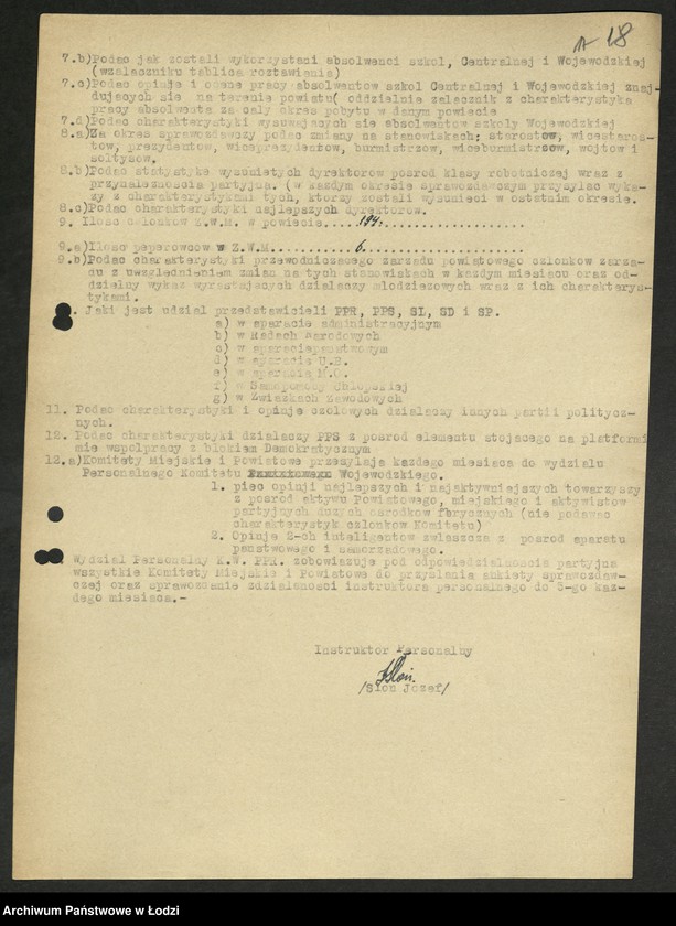 Obraz 18 z jednostki "Ankiety sprawozdawcze instruktora Komitetu Powiatowego Łowicz [z załącznikami]"