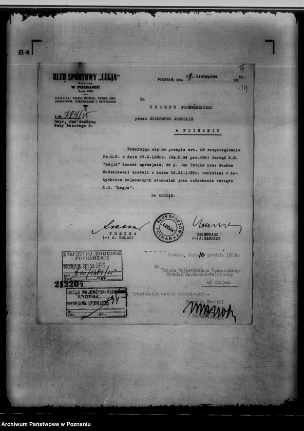 Obraz 18 z jednostki "/Klub Sportowy,,Legia" w Poznaniu/"