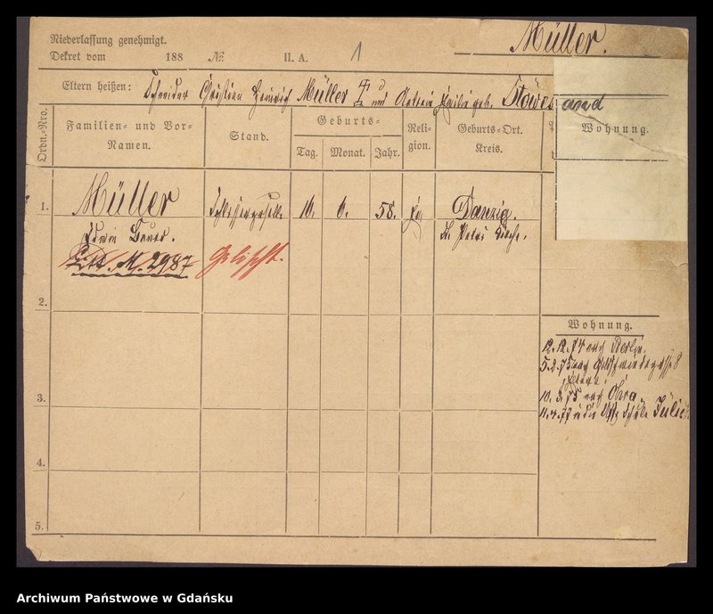 image.from.unit.number "Karty meldunkowe: Müller Edwin - Müller Gustav"