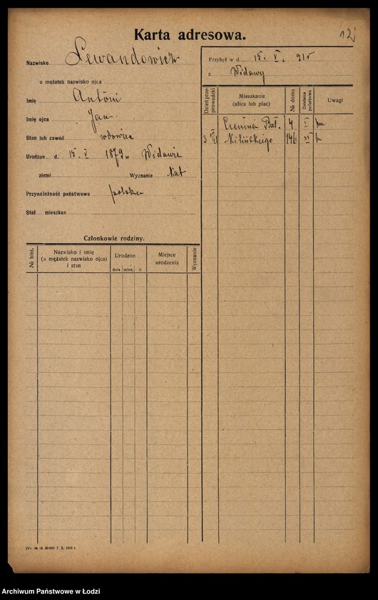 Obraz 14 z jednostki "[Spis ludności Łodzi] Lewan - Lewandowski"